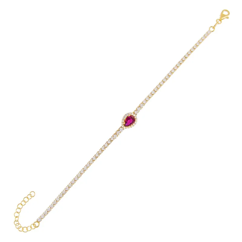 CZ Colored Illusion Teardrop Tennis Bracelet sold by Adina Eden's