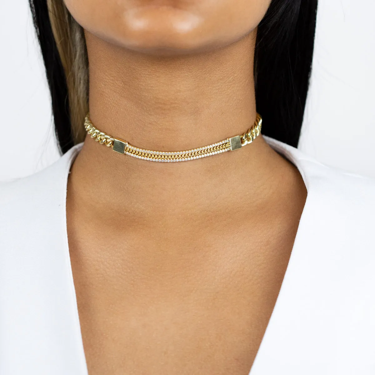 Tennis X Cuban Chain Choker sold by Adina Eden's product image thumbnail 2