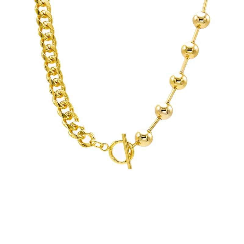 Cuban Chain X Ball Toggle Necklace sold by Adina Eden's