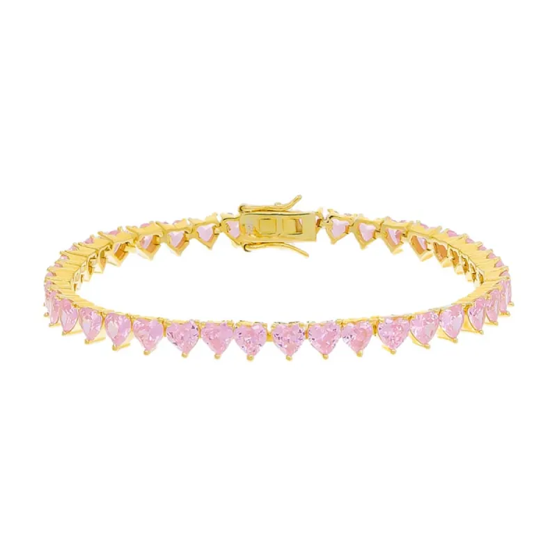 Gemstone Heart Tennis Bracelet sold by Adina Eden's