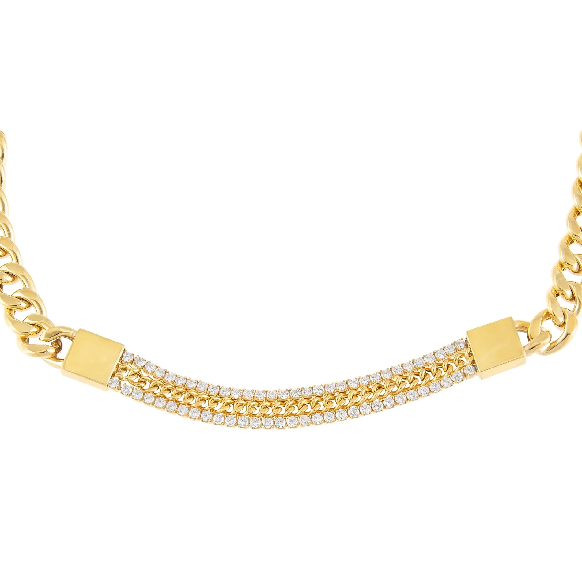 Tennis X Cuban Chain Choker sold by Adina Eden's