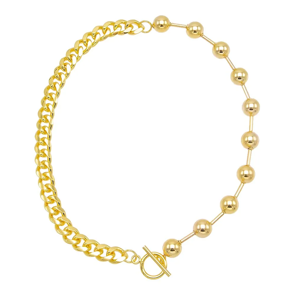 Cuban Chain X Ball Toggle Necklace sold by Adina Eden's product image thumbnail 3