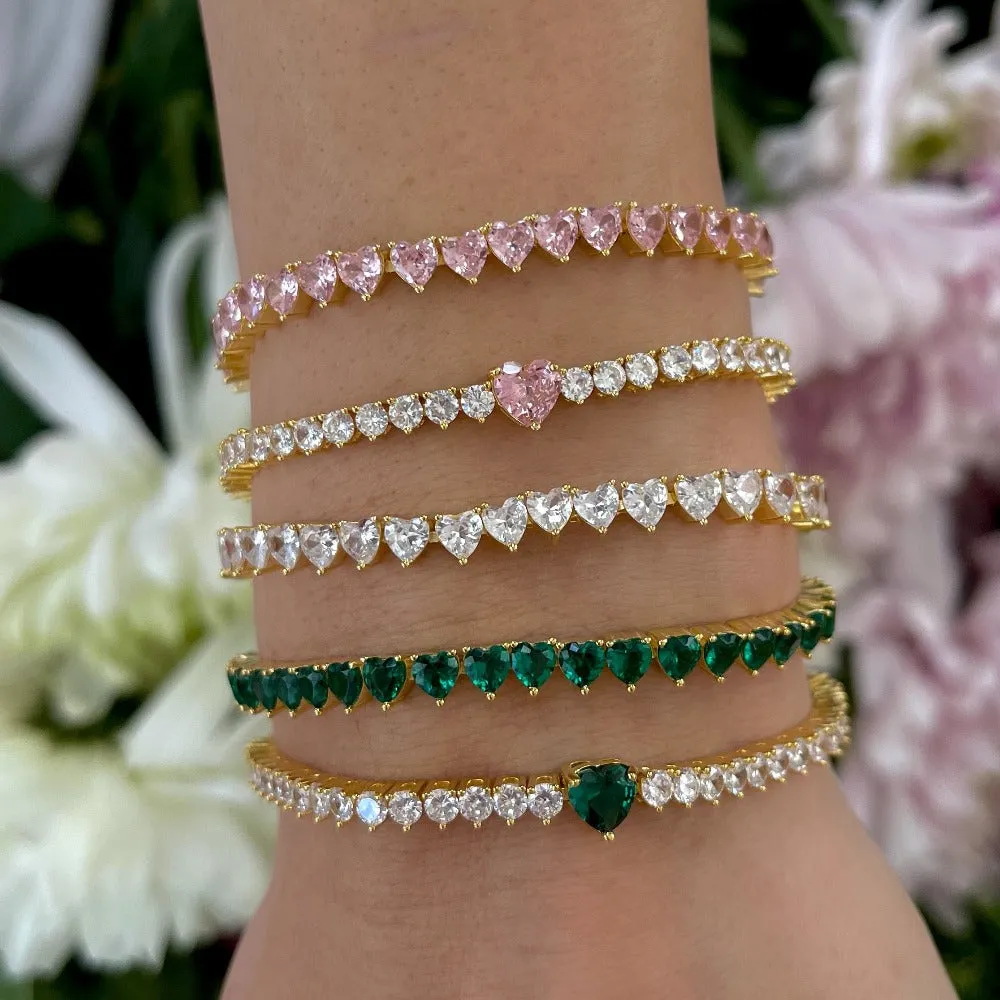 Gemstone Heart Tennis Bracelet sold by Adina Eden's product image thumbnail 4