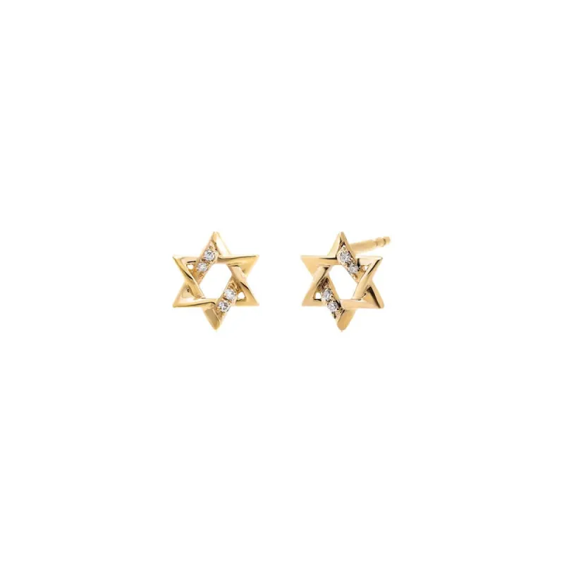 Diamond Pave/Solid Star Of David Stud Earring 14K sold by Adina Eden's