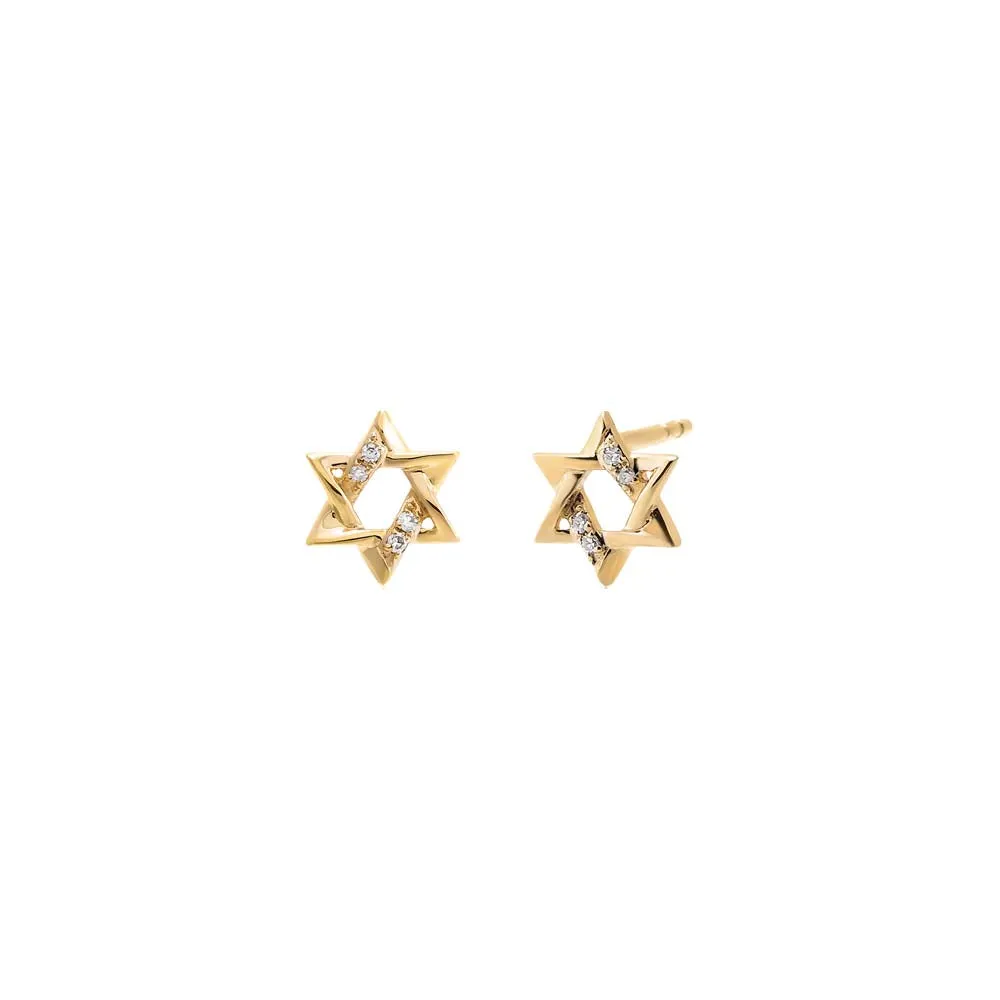 Diamond Pave/Solid Star Of David Stud Earring 14K sold by Adina Eden's