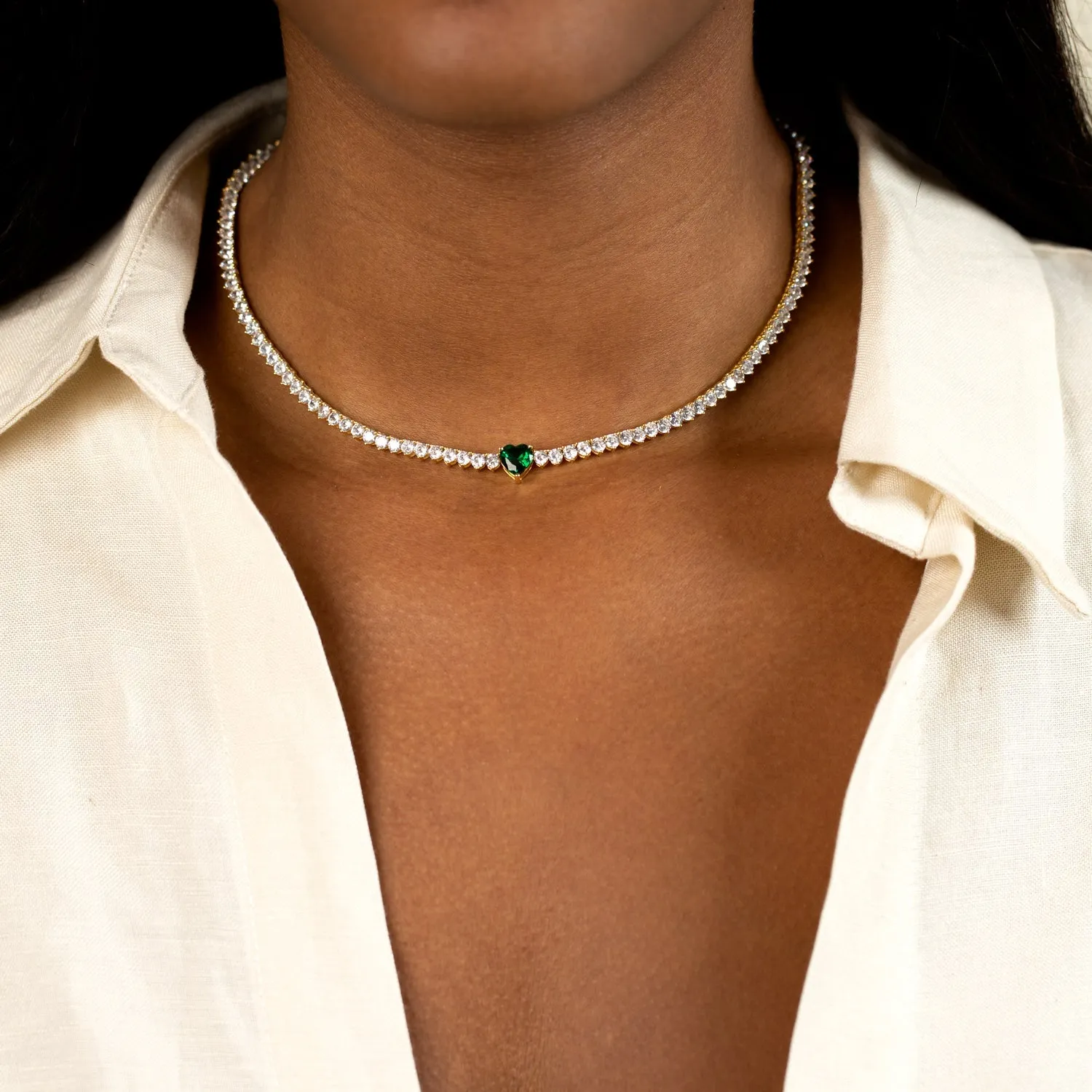 Pink Heart Tennis Necklace sold by Adina Eden's product image thumbnail 2