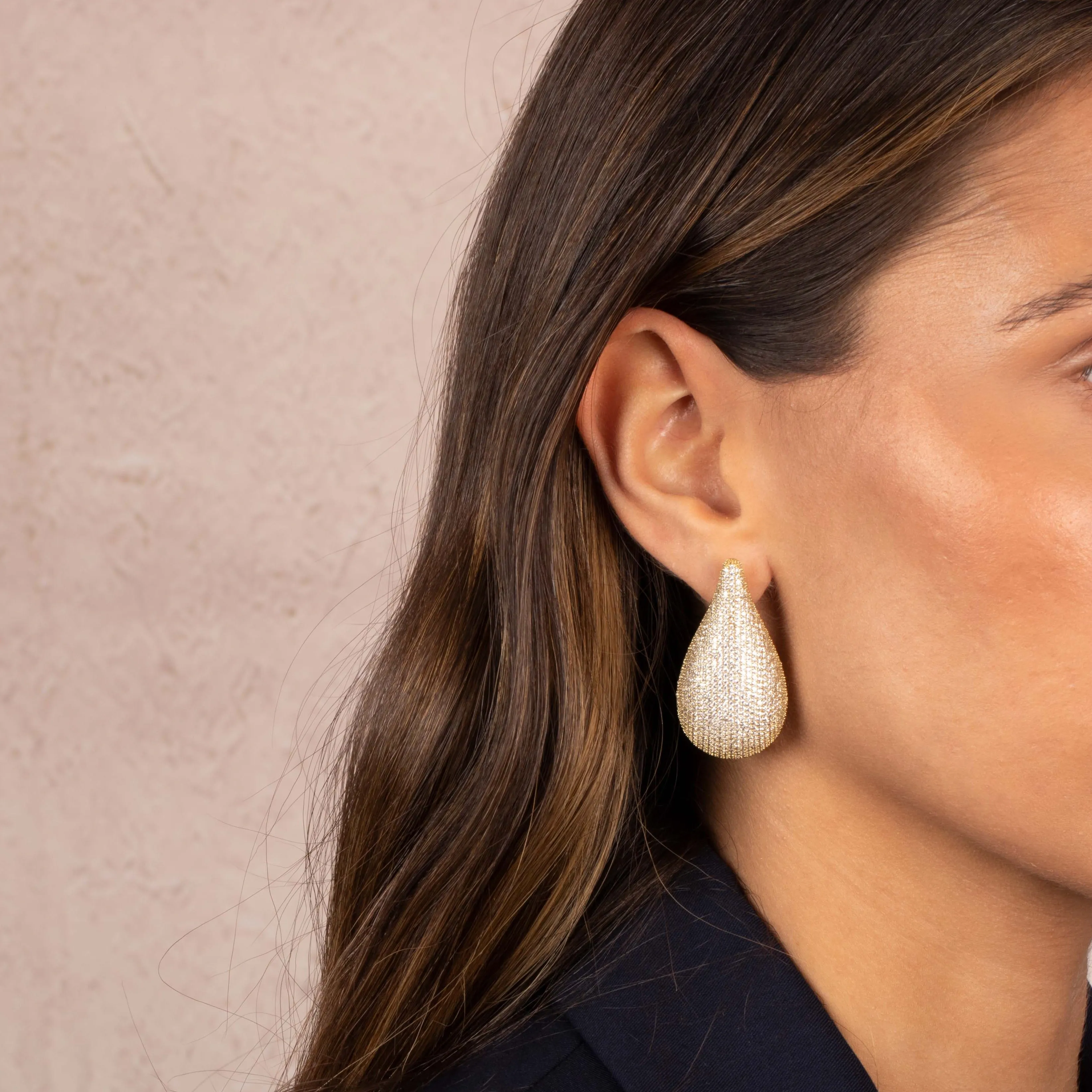 Pave Graduated Teardrop Stud Earring sold by Adina Eden's product image thumbnail 2