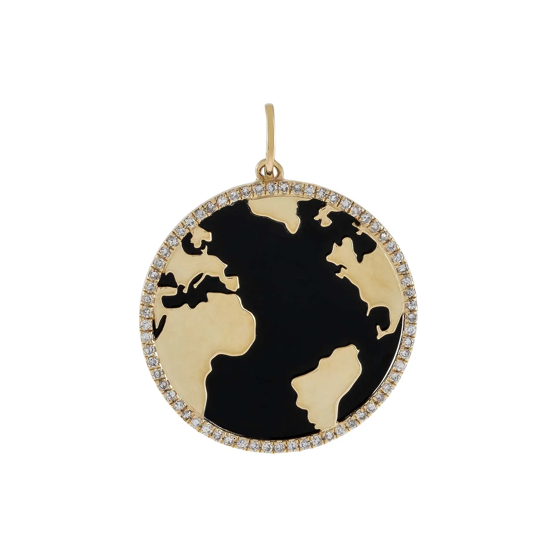 Diamond Onyx Globe Charm 14K sold by Adina Eden's