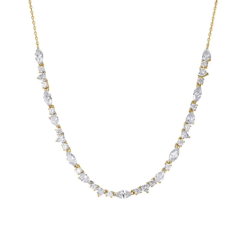 CZ Multi Shape Half Tennis Necklace sold by Adina Eden's