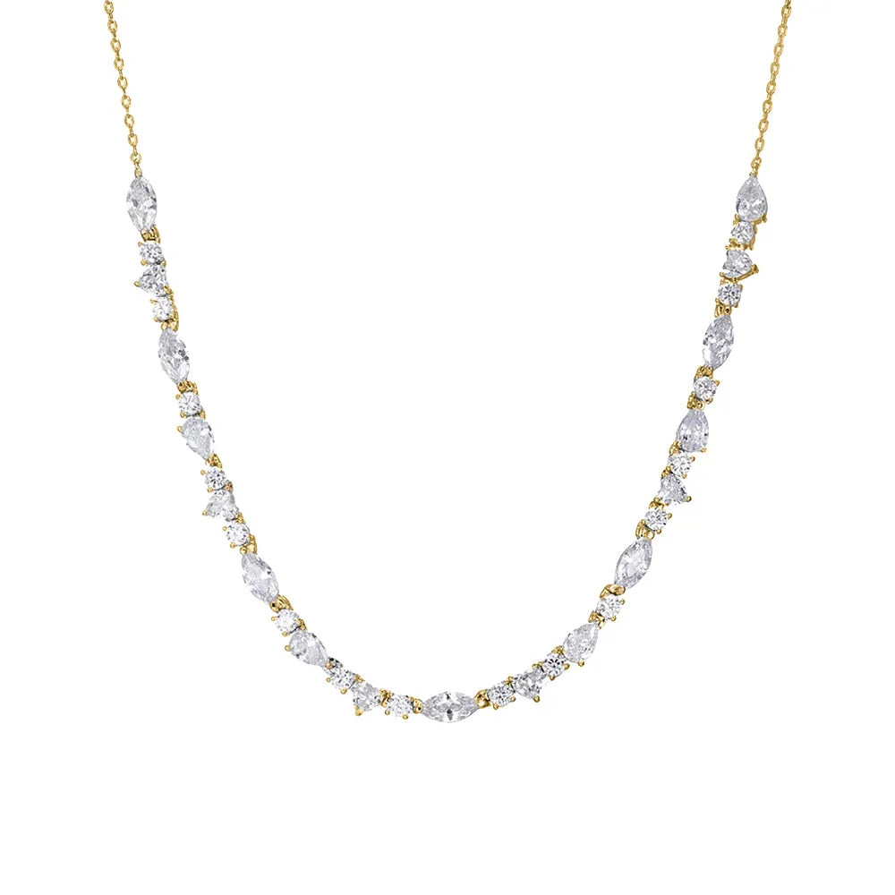 CZ Multi Shape Half Tennis Necklace sold by Adina Eden's