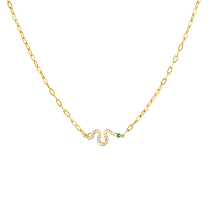 Pavé Snake Link Necklace sold by Adina Eden's
