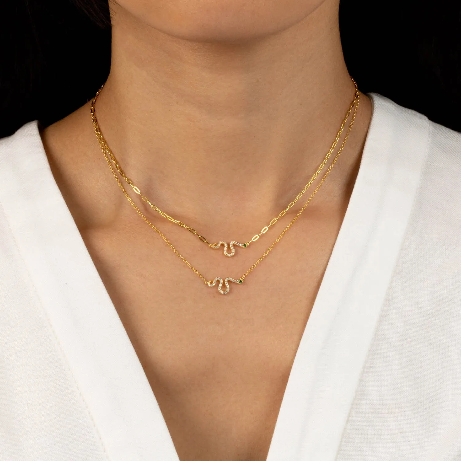 Pavé Snake Link Necklace sold by Adina Eden's product image thumbnail 2