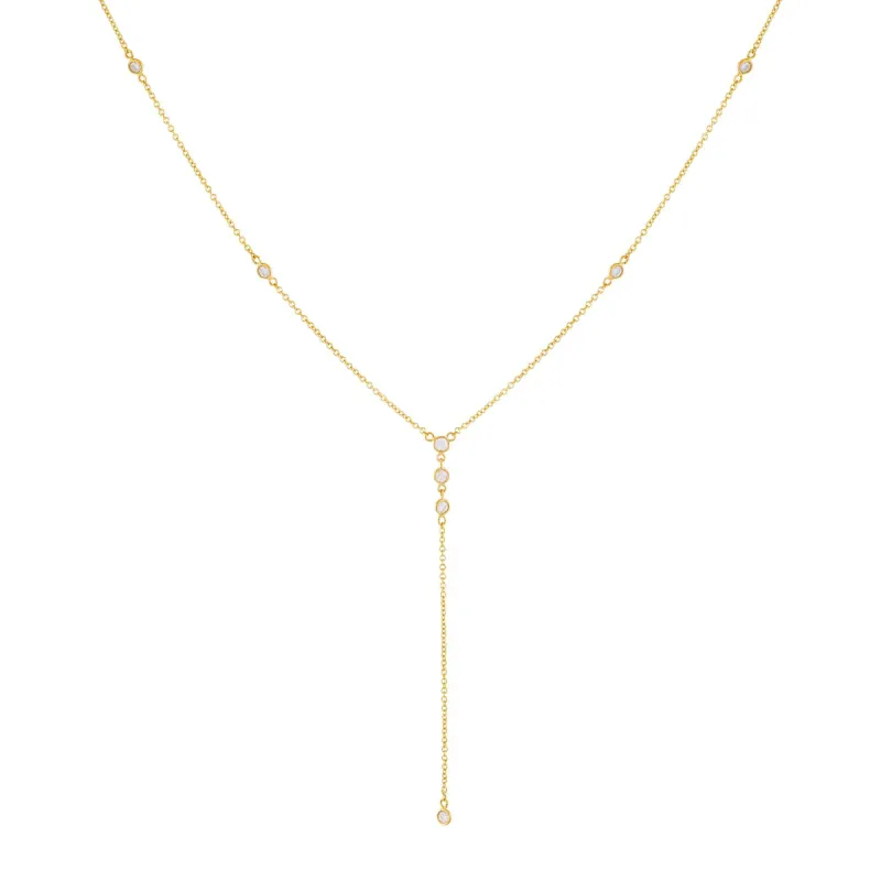 Diamond Dainty Bezel Lariat 14K sold by Adina Eden's
