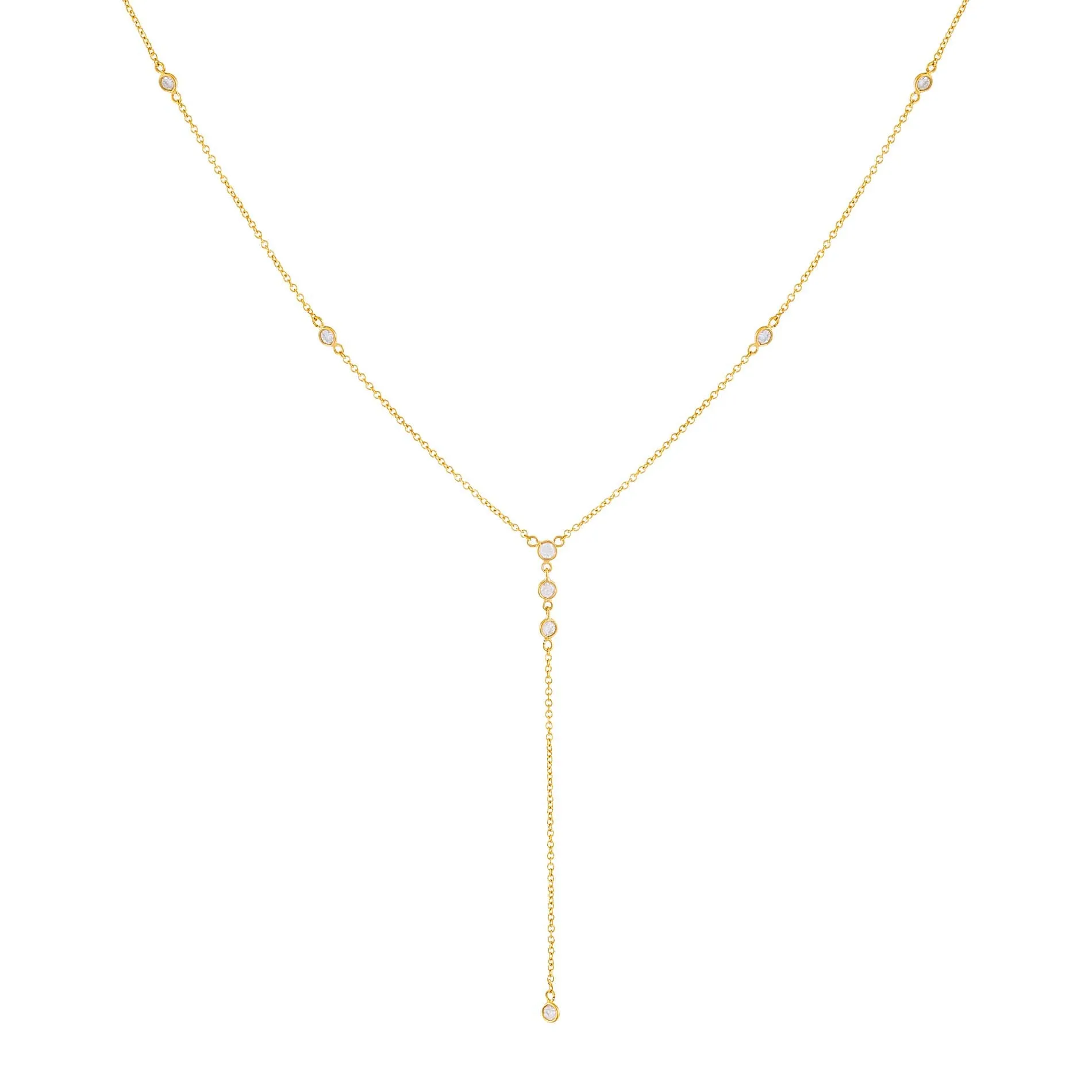 Diamond Dainty Bezel Lariat 14K sold by Adina Eden's