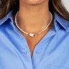 Multi Pearl Pave Clasp Necklace sold by Adina Eden's