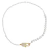 Multi Pearl Pave Clasp Necklace sold by Adina Eden's