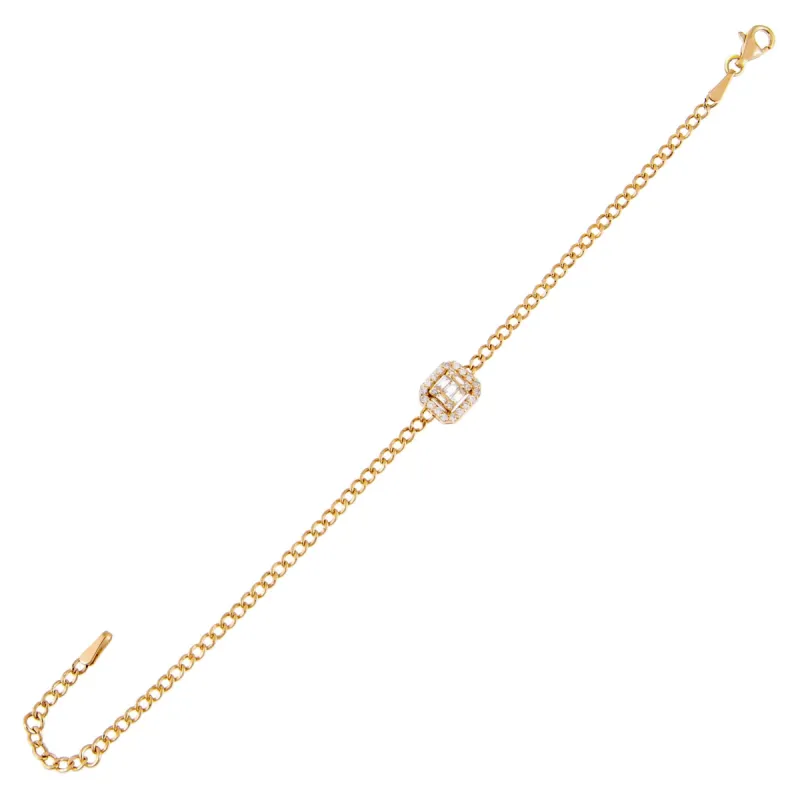 Diamond Illusion Baguette Cuban Bracelet 14K sold by Adina Eden's