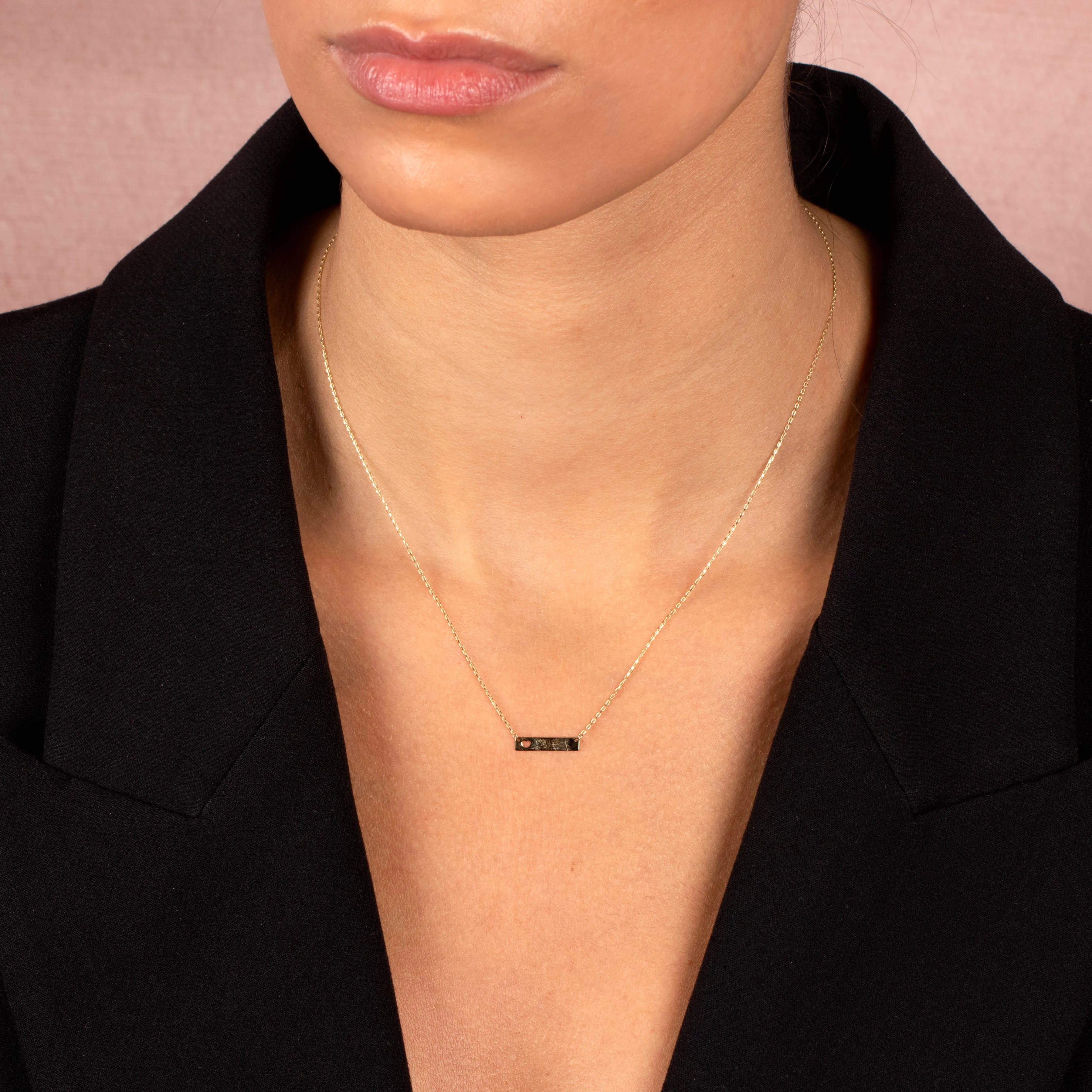 Solid Open Heart Bar Necklace 14K sold by Adina Eden's product image thumbnail 2