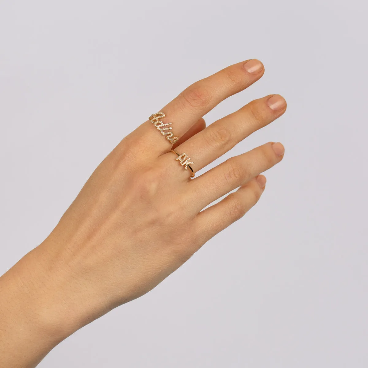Pavé Script Name Ring sold by Adina Eden's product image thumbnail 2