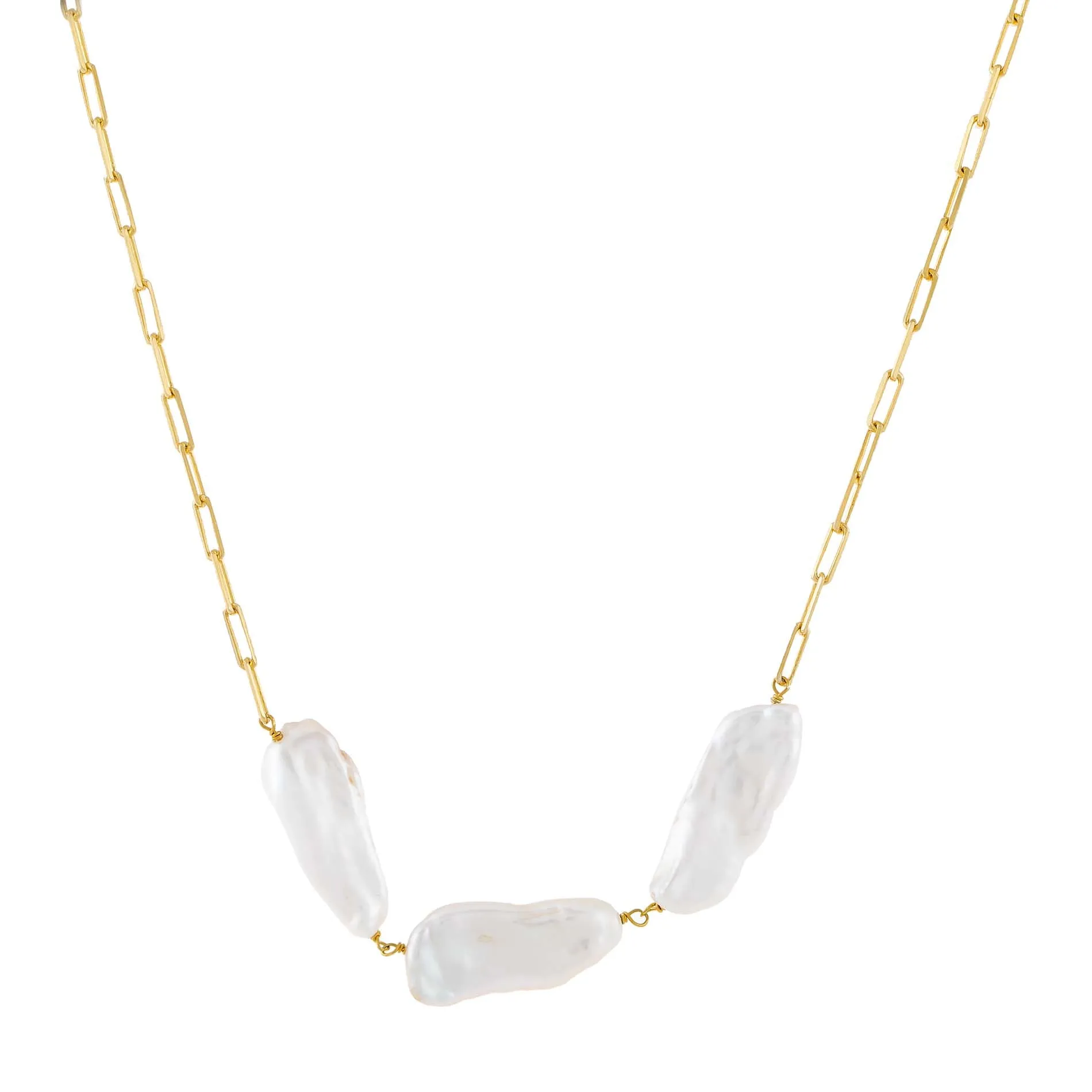 Baroque Pearls Link Necklace sold by Adina Eden's