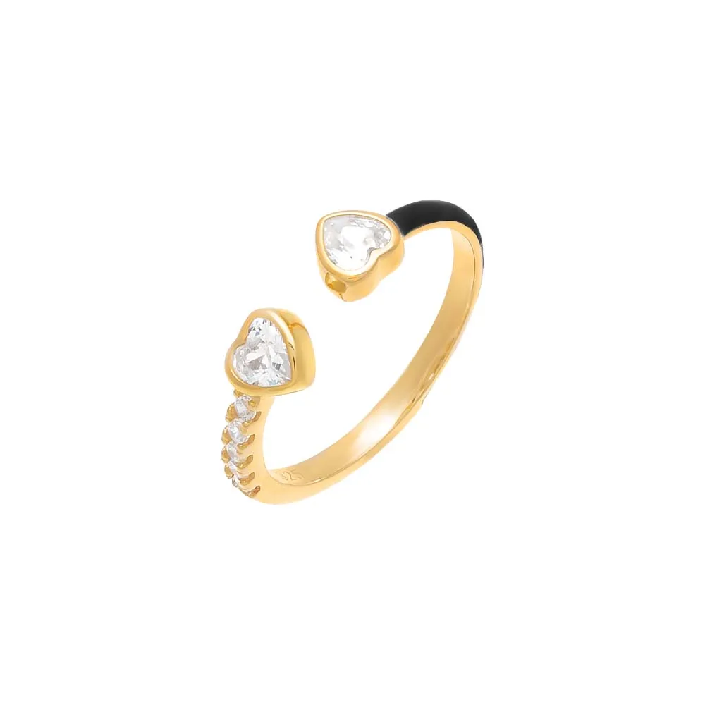 Open Heart Bezel Enamel Ring sold by Adina Eden's product image thumbnail 5