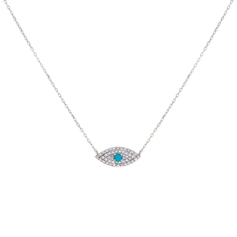 Turquoise Evil Eye Necklace 14K sold by Adina Eden's