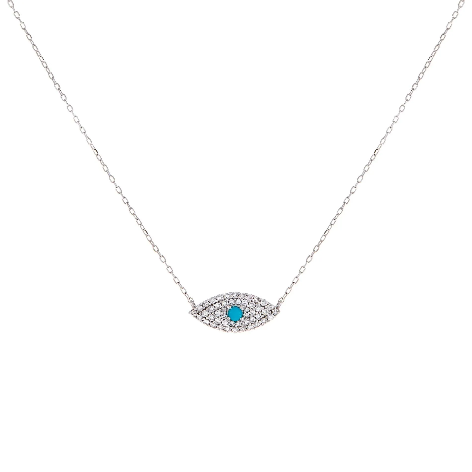 Turquoise Evil Eye Necklace 14K sold by Adina Eden's
