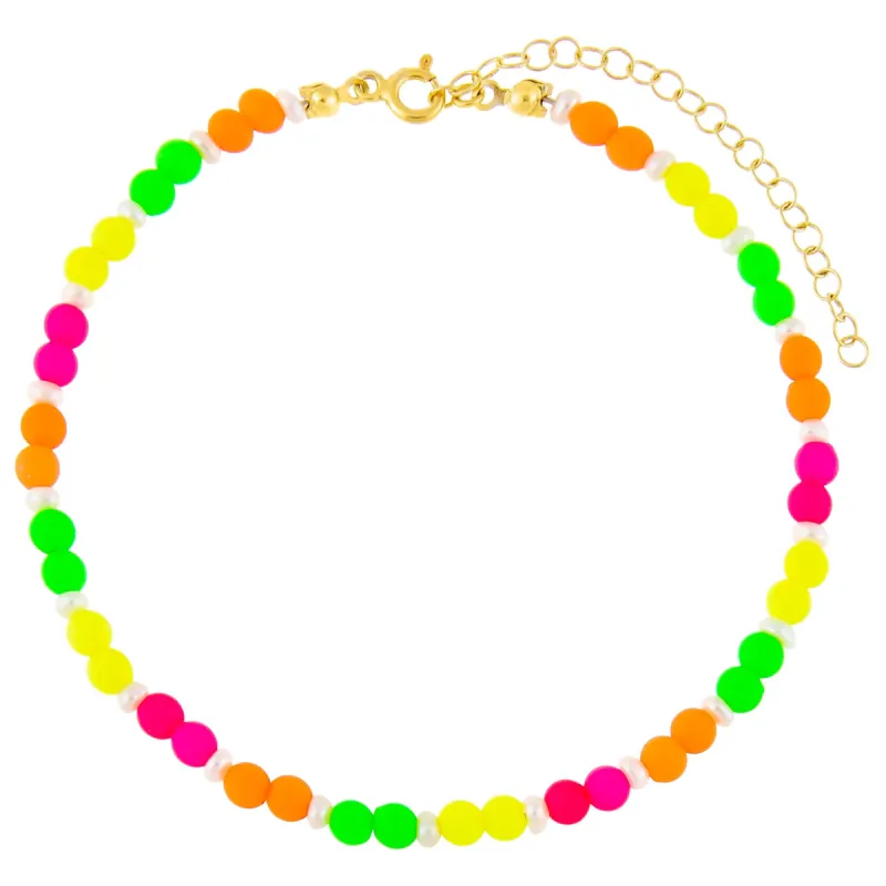 Neon Bead Anklet sold by Adina Eden's