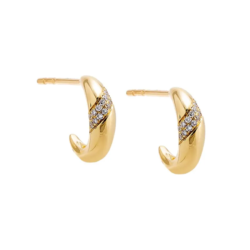 Diamond Pave Dome Mini Hoop Earring 14K sold by Adina Eden's