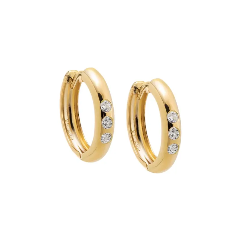 CZ Scattered Huggie Earring 14K sold by Adina Eden's