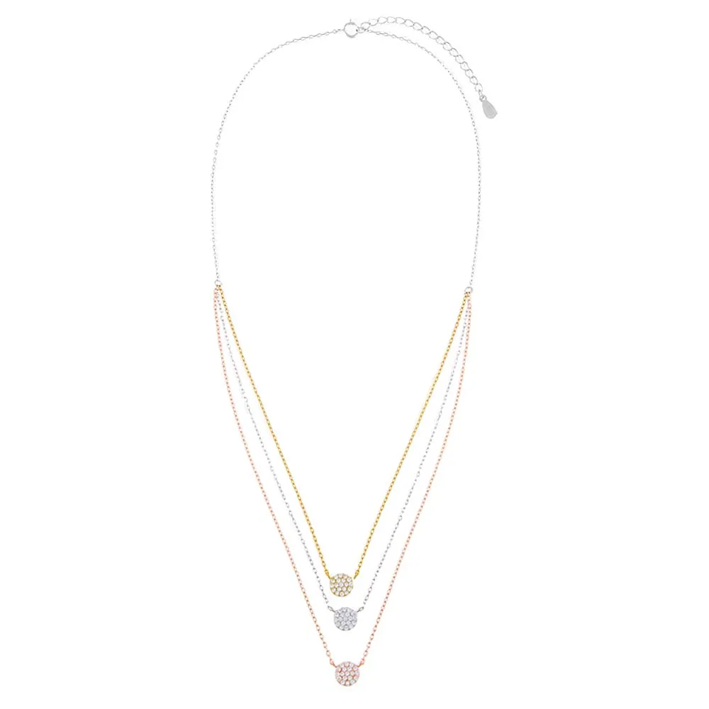 Layered Round Pavé Disc Necklace sold by Adina Eden's product image thumbnail 3