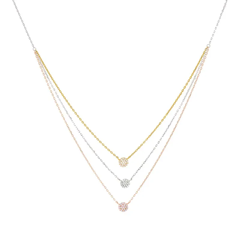 Layered Round Pavé Disc Necklace sold by Adina Eden's