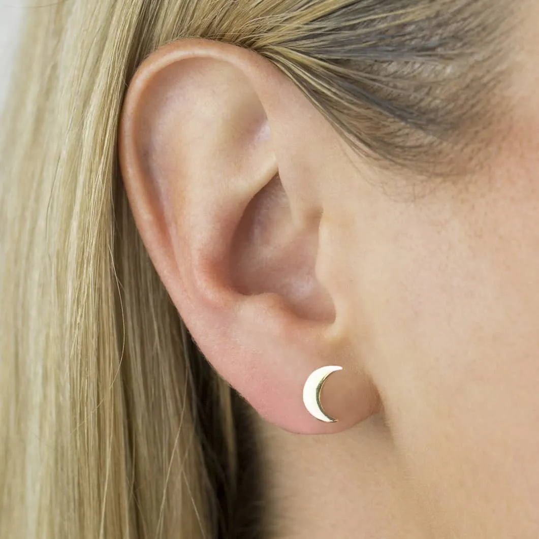 Solid Moon Stud Earrings sold by Adina Eden's product image thumbnail 2