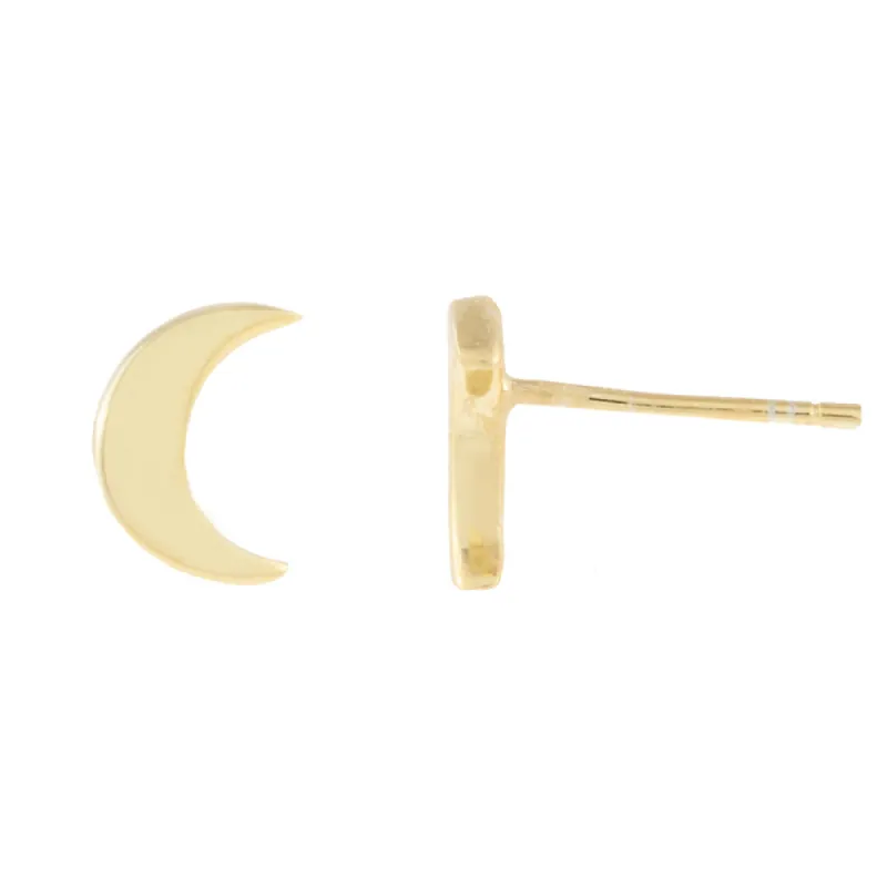 Solid Moon Stud Earrings sold by Adina Eden's