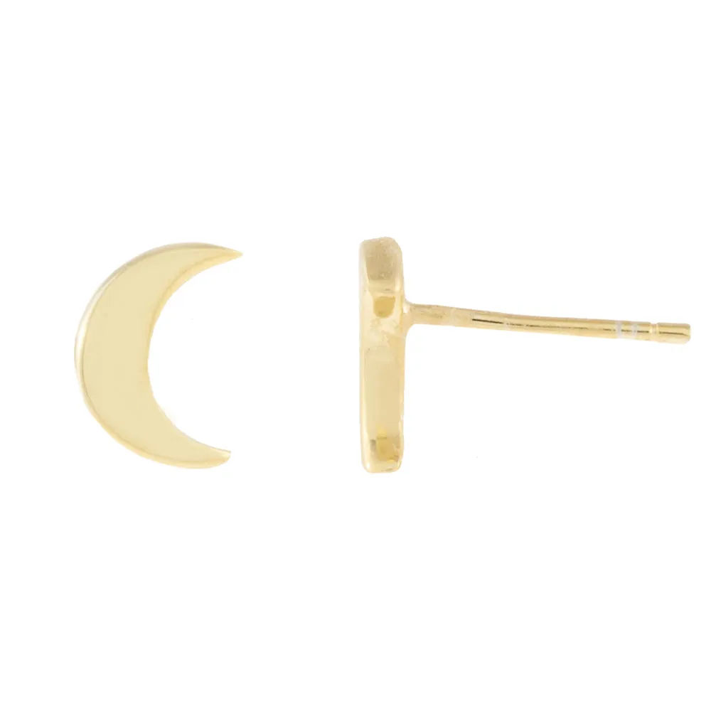 Solid Moon Stud Earrings sold by Adina Eden's