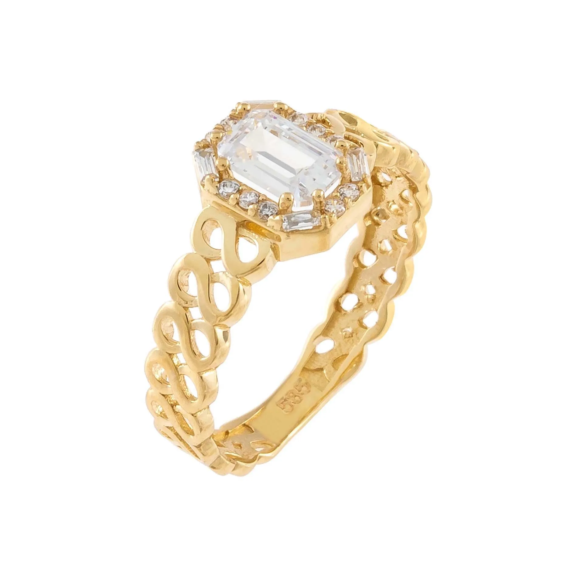 CZ Mini Baguette Ring 14K sold by Adina Eden's