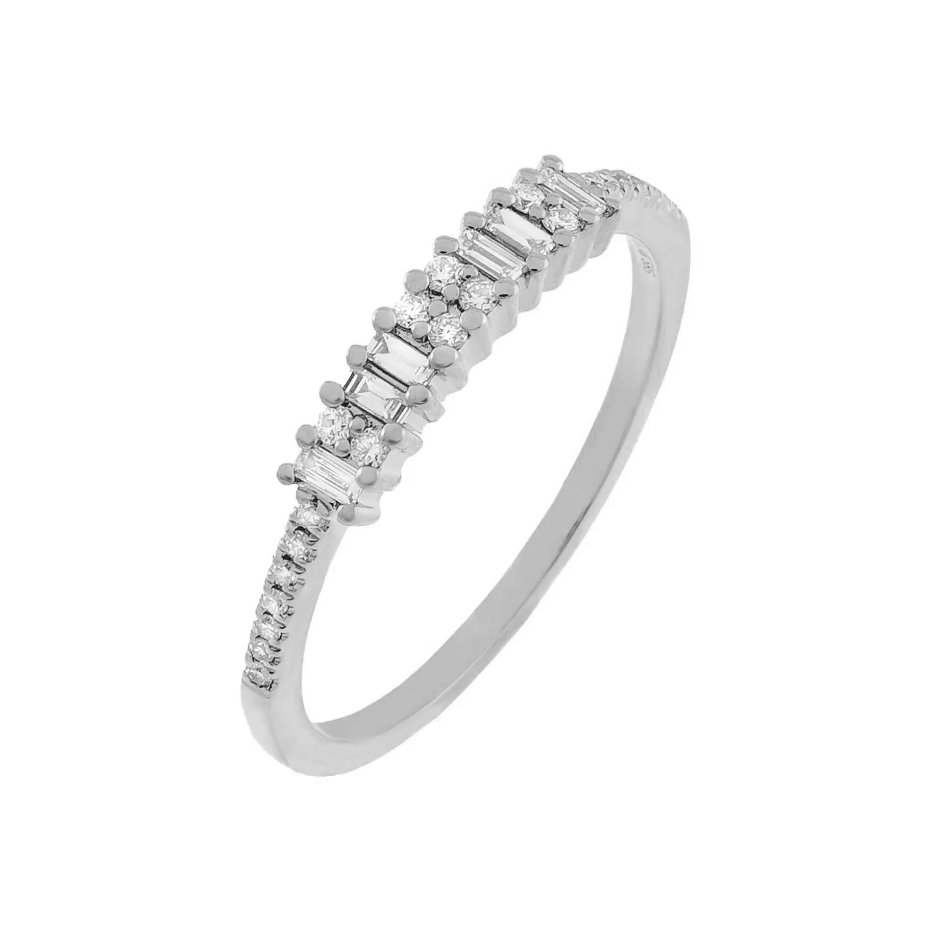 Diamond Baguette X Pavé Band 14K sold by Adina Eden's