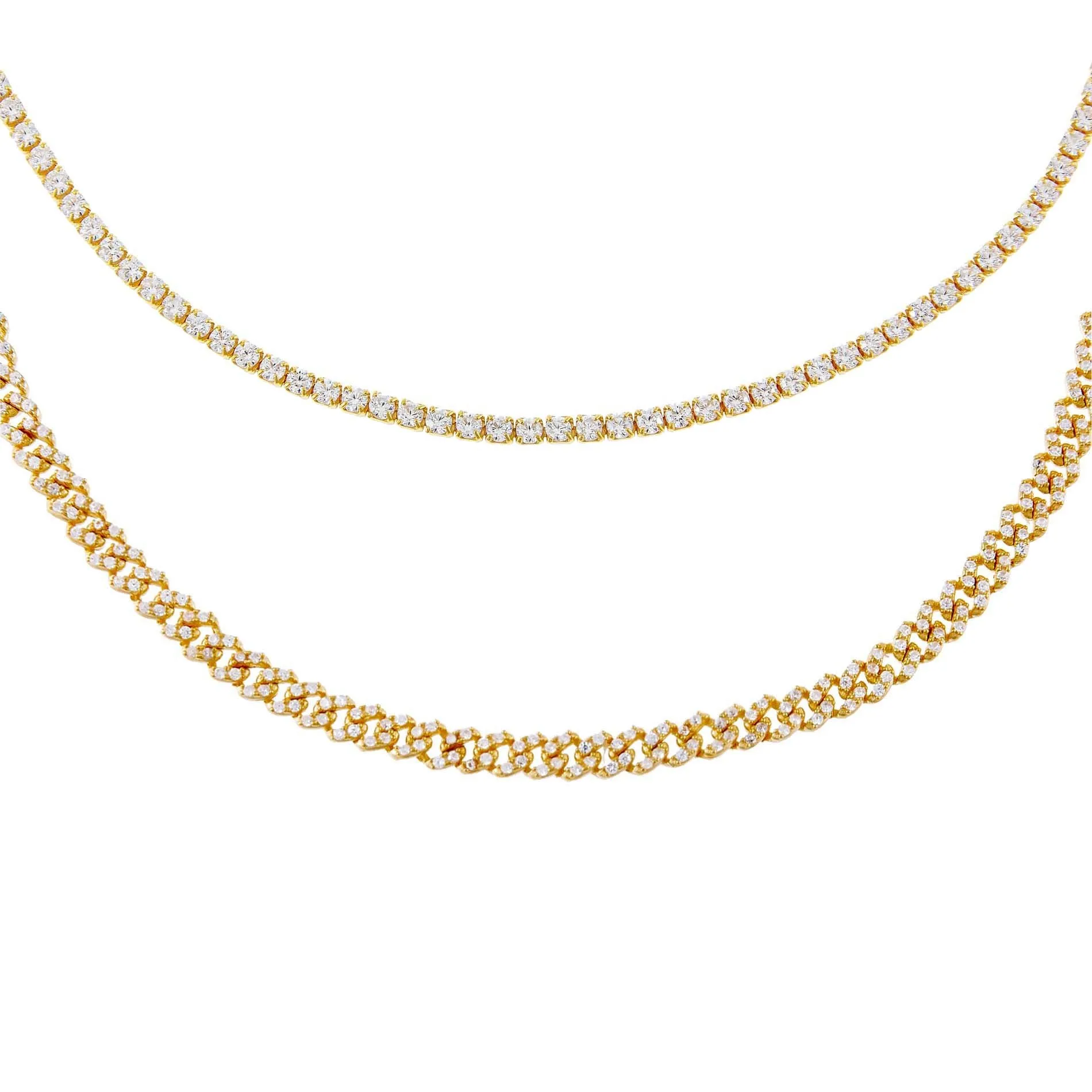 Tennis X Cuban Link Choker Combo Set sold by Adina Eden's