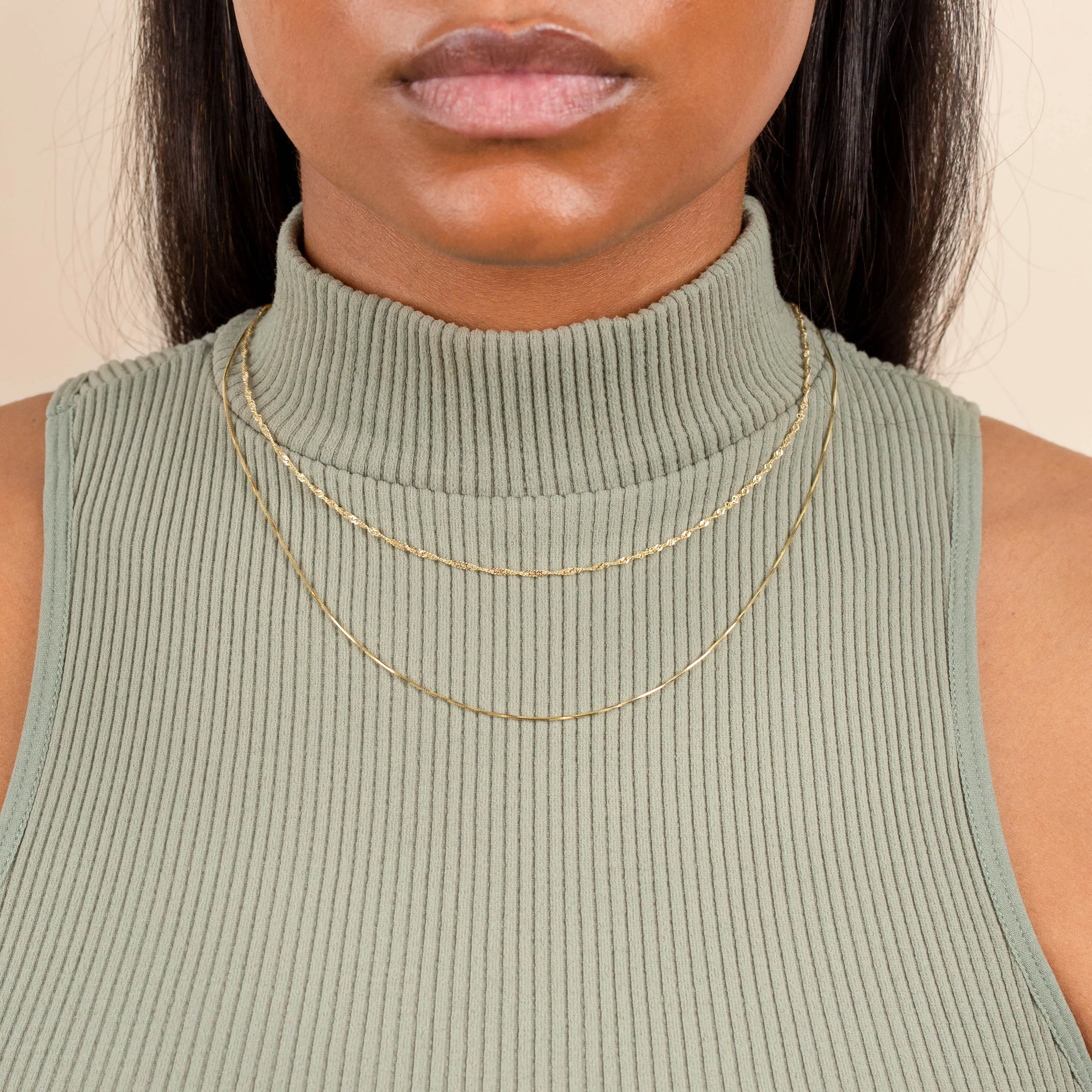 Snake X Singapore Chain Necklace Combo Set sold by Adina Eden's product image thumbnail 2