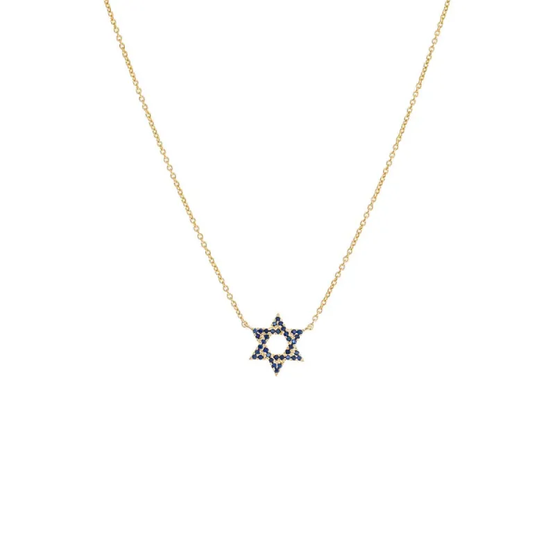 Sapphire Blue Star Of David Necklace 14K sold by Adina Eden's