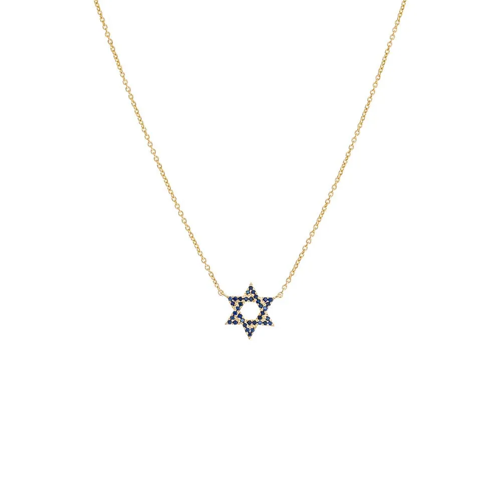 Sapphire Blue Star Of David Necklace 14K sold by Adina Eden's