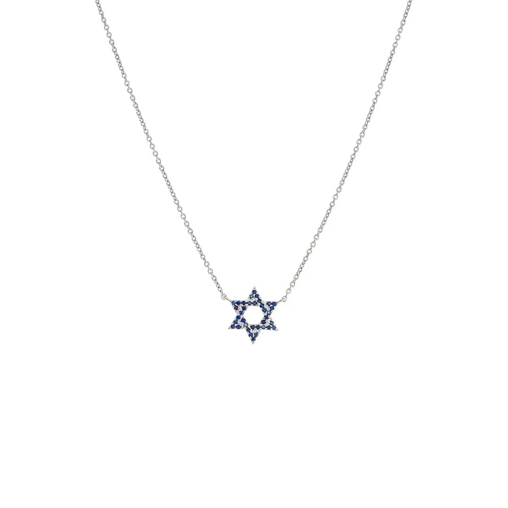 Sapphire Blue Star Of David Necklace 14K sold by Adina Eden's product image thumbnail 2