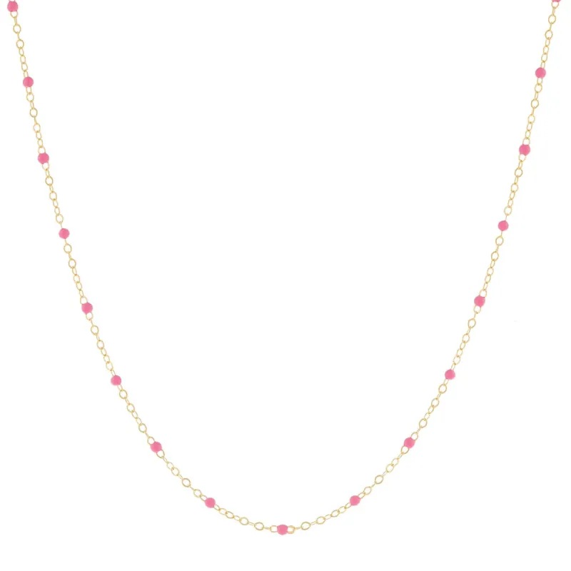 Enamel Colored Bead Chain Necklace 14K sold by Adina Eden's