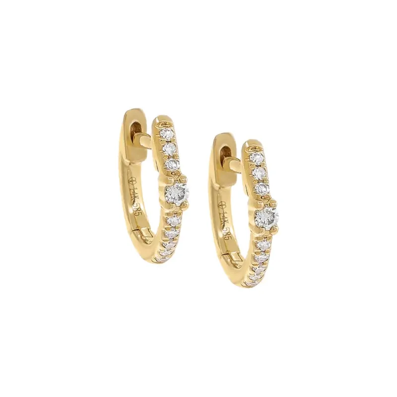 Sparkle Diamond Huggie Earring 14K sold by Adina Eden's