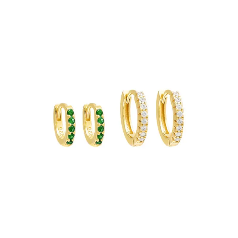 Colored x Classic Huggie Earring Combo Set sold by Adina Eden's