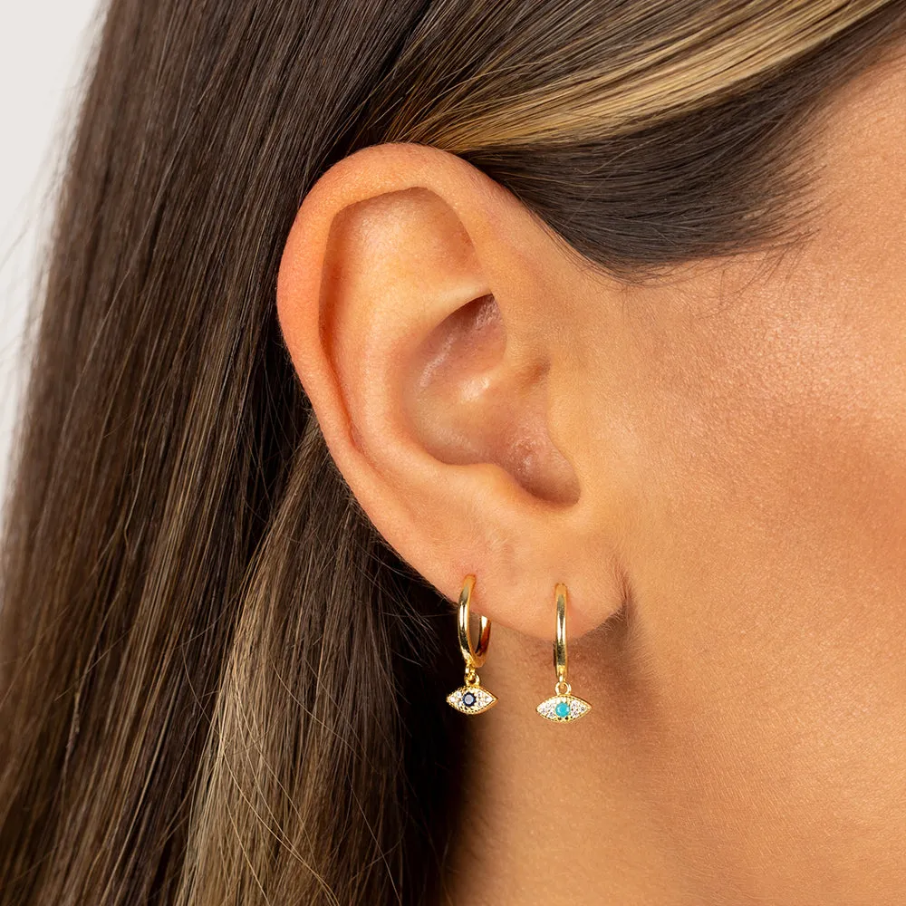 Dangling Evil Eye Huggie Earring sold by Adina Eden's product image thumbnail 2