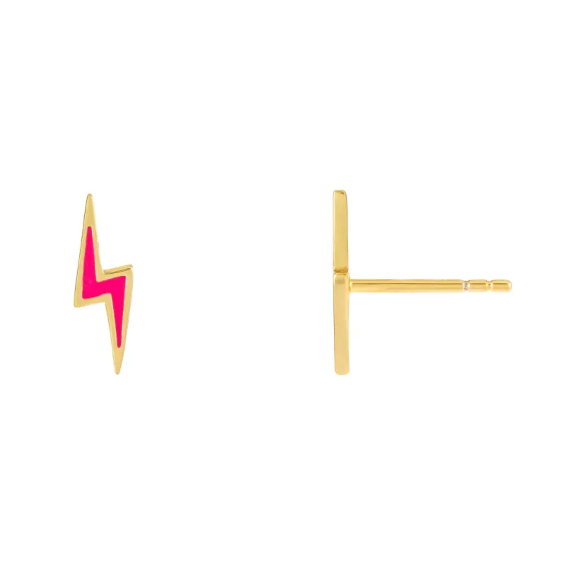 Enamel Lightning Bolt Stud Earring sold by Adina Eden's