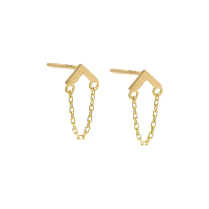 Mini Chevron Chain Drop Stud Earring 14K sold by Adina Eden's