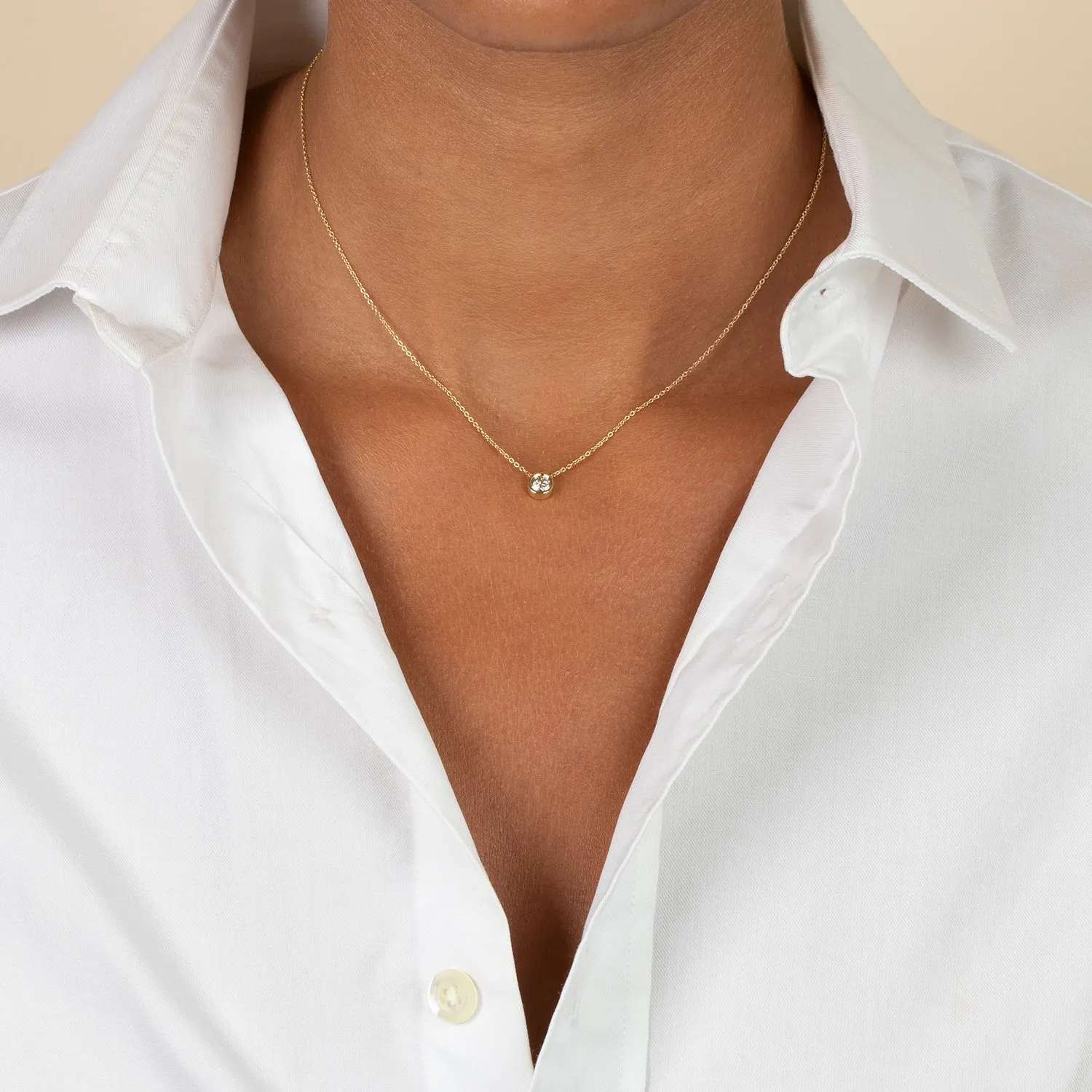 Diamond Solitaire Bezel Pendant Necklace 14K sold by Adina Eden's product image thumbnail 2