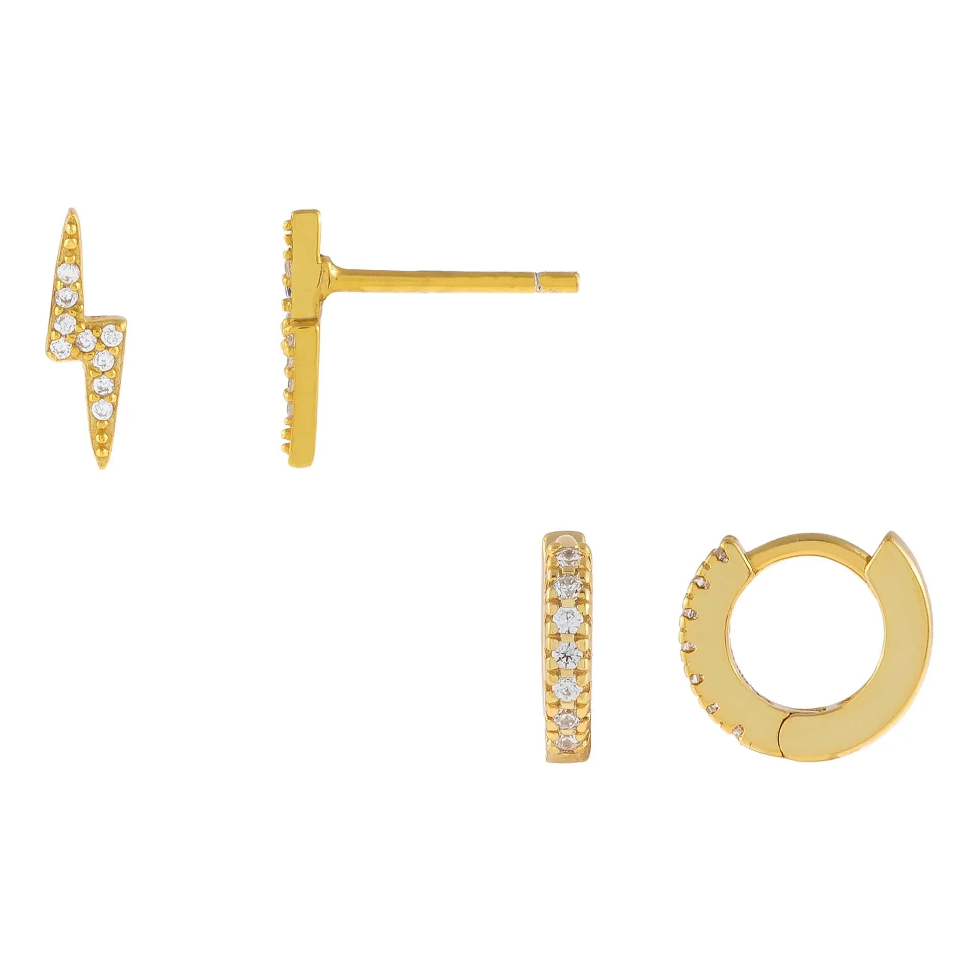 CZ Lightning Earring Combo Set sold by Adina Eden's